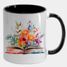 Caneca Branca com Interna Preta Y5 Livro Aberto Flores - 1