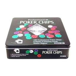 Jogo de Poker Chips Profissional 100 Fichas + 2 Decks de Cartas Fine Gift - 6