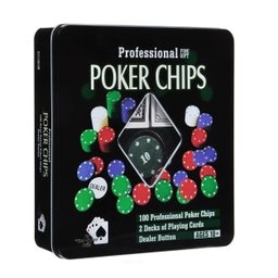 Jogo de Poker Chips Profissional 100 Fichas + 2 Decks de Cartas Fine Gift - 4