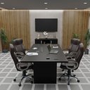 Ver imagem 6 de Conjunto Escritório Mesa Reunião Armário Credenza Escritório Office Netmobil - Preto