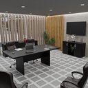Ver imagem 1 de Conjunto Escritório Mesa Reunião Armário Credenza Escritório Office Netmobil - Preto