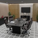 Ver imagem 2 de Conjunto Escritório Mesa Reunião Armário Credenza Escritório Office Netmobil - Preto