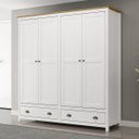 Ver imagem 1 de Guarda-roupa 4 Portas 2 Gavetas Topázio Madeira Pinus Branco/freijó - Finestra