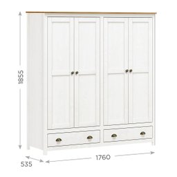 Guarda-roupa 4 Portas 2 Gavetas Topázio Madeira Pinus Branco/freijó - Finestra - 2