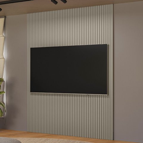 Painel Ripado de Madeira Decorativo para Sala Quarto 180x250cm Slats L05 Gris Fosco - Lyam Decor