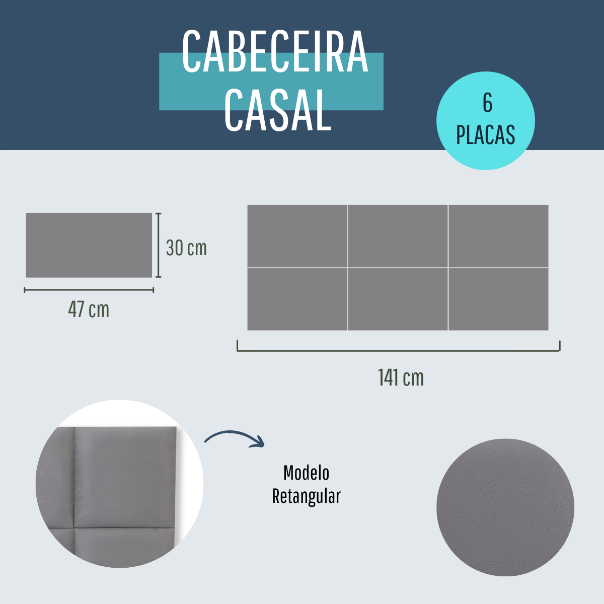 Cabeceira Casal Corino 141x60 Cama Box Modulada Retangular Cinza - 6