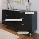 Ver imagem 2 de Cômoda 6 Gavetas Yves 135 Cm - Preto Fosco C/ Champanhe