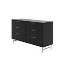 Ver imagem 4 de Cômoda 6 Gavetas Yves 135 Cm - Preto Fosco C/ Champanhe