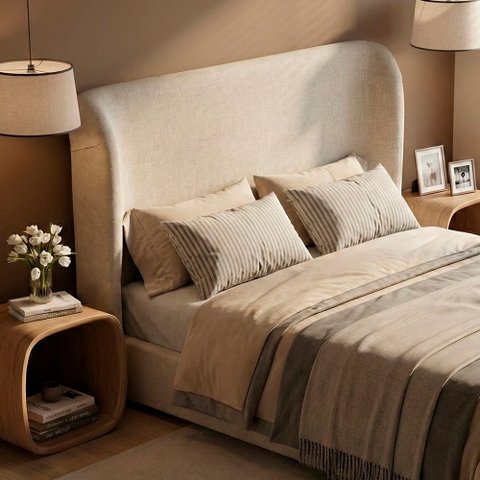 Cabeceira para Cama Box Casal Padrão Liah 140cm Linho Bege - Desk Design