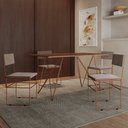 Ver imagem 1 de Mesa Jantar Industrial Trama 1,40x0,80m Amêndoa com 4 Cadeiras Estofadas Vitória Bege e Cobre