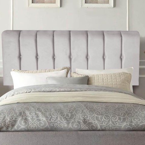 Painel Estofada Kiara 195cm King Size Box Quarto Suede Cinza Claro - Gat Magazine