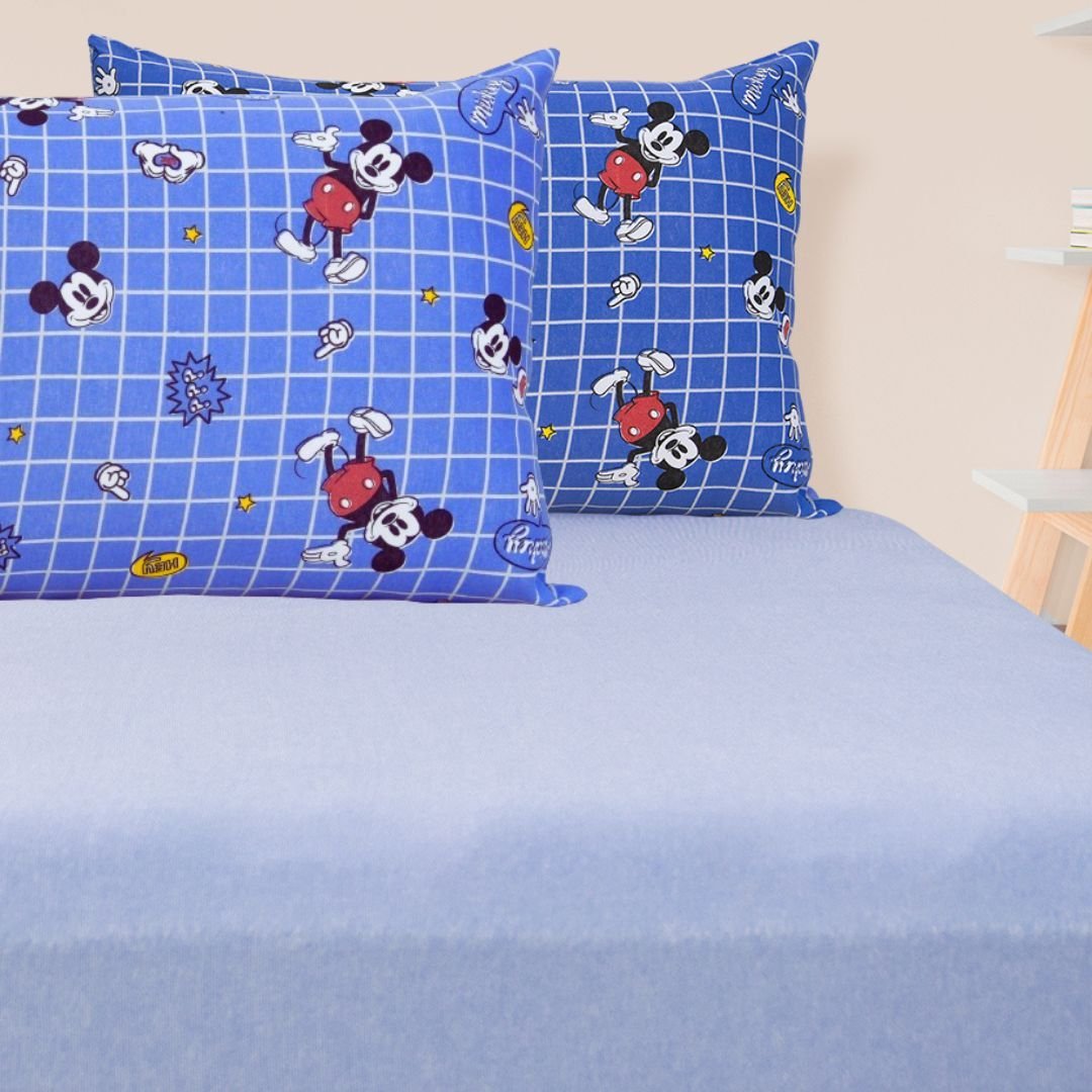 Jogo de Lençol Casal Malha Doce Vida Disney 3 Peças Hey Mickey/azul Jeans - 2