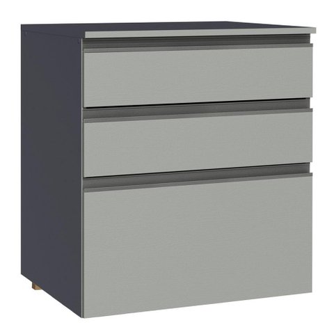 Balcão 60 Cm 3 Gavetas Suspenso Cinza Nice Madesa Cinza