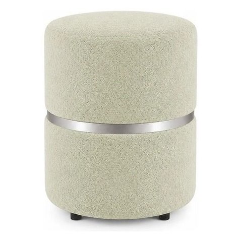 Kit de Puff com Cinta no Meio Prata, Cor Erva Doce Boucle - Let Móveis