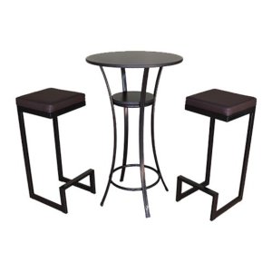 Kit Mesa e Banquetas para Bistrô e Bares Linha Lecce Preto