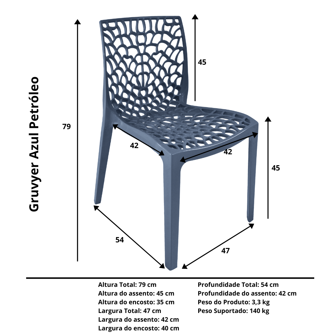 Cadeira Gruvyer Azul Petróleo - kit com 4 - 4