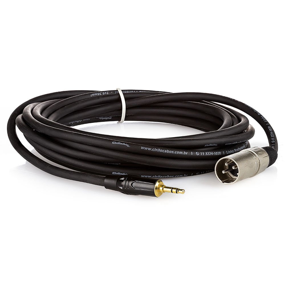 Cabo Profissional Xlr Macho para P2 Macho Estereo - 3 Metros