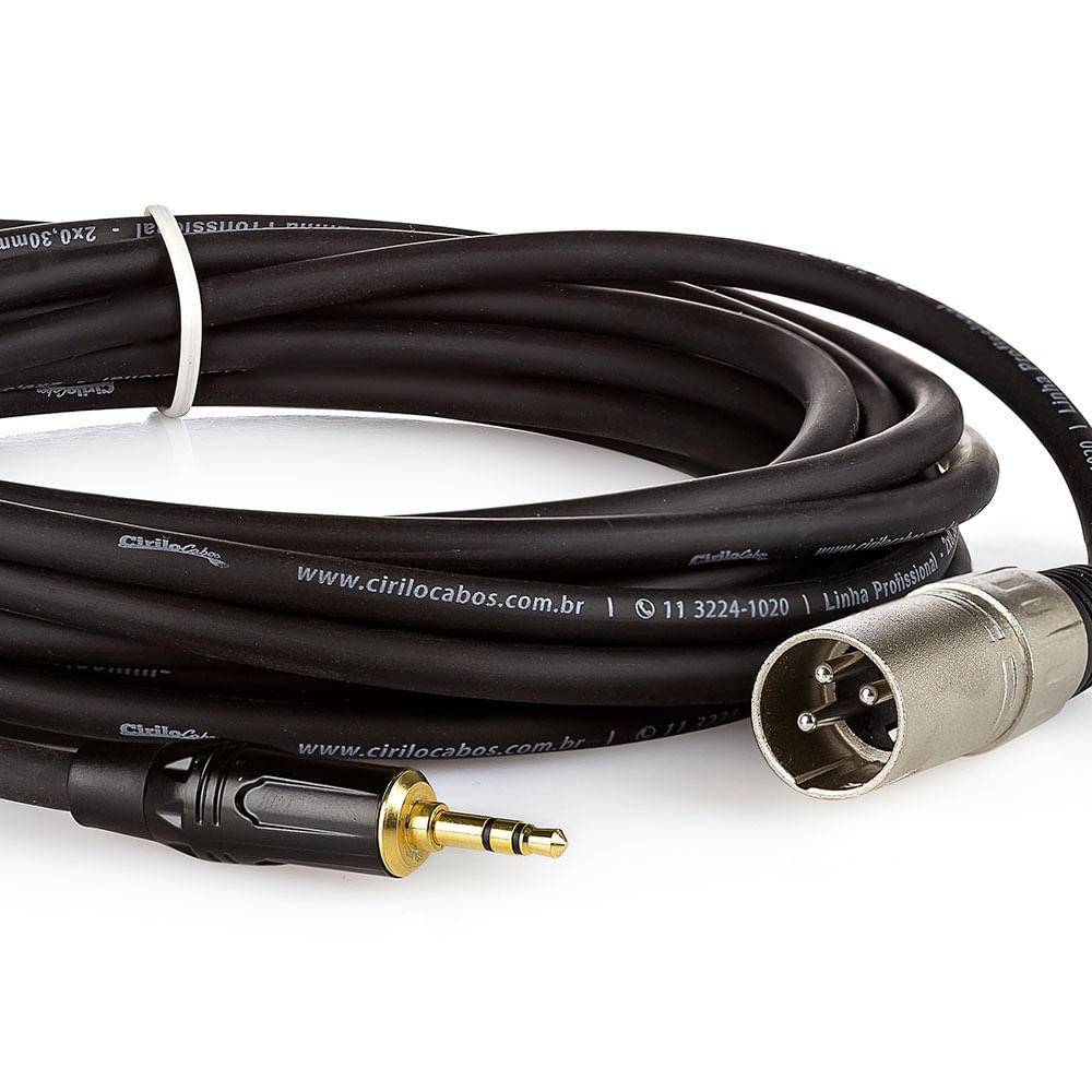 Cabo Profissional Xlr Macho para P2 Macho Estereo - 3 Metros - 2