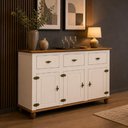 Ver imagem 3 de Aparador Buffet para Sala de Jantar 3 Portas 3 Gavetas 130cm Alegra S05 Off White Nogueira - Lyam