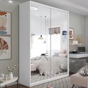 Ver imagem 1 de Guarda Roupa Solteiro 100% MDF BP com 2 Portas Espelho Zermatt Branco