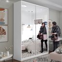 Ver mais imagens de Guarda Roupa Solteiro 100% MDF BP com 2 Portas Espelho Zermatt Branco