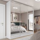 Ver imagem 1 de Guarda Roupa Casal 100% MDF BP com 3 Portas Espelho Zermatt Branco