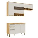 Ver imagem 1 de Cozinha Compacta Napoli 7 Portas 2 Gavetas 100% Mdf com Vidro Amêndoa/off White - Rio Doce