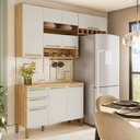 Ver imagem 2 de Cozinha Compacta Napoli 7 Portas 2 Gavetas 100% Mdf com Vidro Amêndoa/off White - Rio Doce