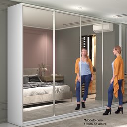 Guarda Roupa Casal 100% MDF BP com 4 Portas Espelhos Zermatt - 7