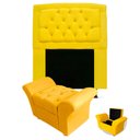 Ver imagem 1 de Kit Cabeceira Geovana + Calçadeira Baú Veneza Solteiro 120cm Suede - Renascer Decor:Amarelo