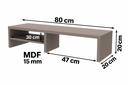 Ver imagem 2 de Suporte de Monitor em Mdf Gianduia 80cm com Prateleira Lateral Estilo Neutro e Funcional