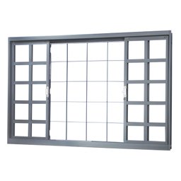 Janela de Correr Aço 4 Folhas com Grade Quadriculada MGM Minas Sul 100x150cm - 1