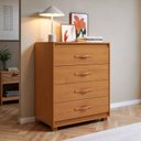 Ver imagem 1 de Cômoda para Quarto 4 Gavetas com Pés Puxador Softfeel Suavitá 89cm Amêndoa Clean