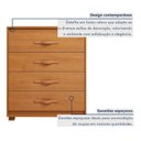 Ver mais imagens de Cômoda para Quarto 4 Gavetas com Pés Puxador Softfeel Suavitá 89cm Amêndoa Clean