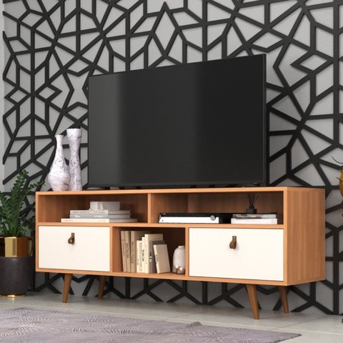 Rack de Tv até 60 Pol. Maiorca com 2 Portas - Freijó / Off White