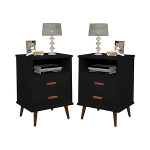 Kit 2 Criado Mesa de Cabeceira Decore Itália: Preto