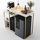 Ver mais imagens de Aparador para Adega, Cervejeira, Frigobar com Cantinho do Café Alba Metal Dourado MDF Atenna