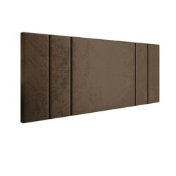 Cabeceira Suspensa Cama Box Casal Riscada Suede 140x55:marrom - 1