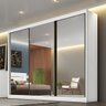 Guarda Roupa 100% Mdf 3 Portas 4 Gavetas com 3 Portas Espelho Peliculado Branco - 2