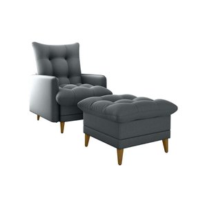 Poltrona de Amamentação com Puff Montreal Suede Cinza Matrix