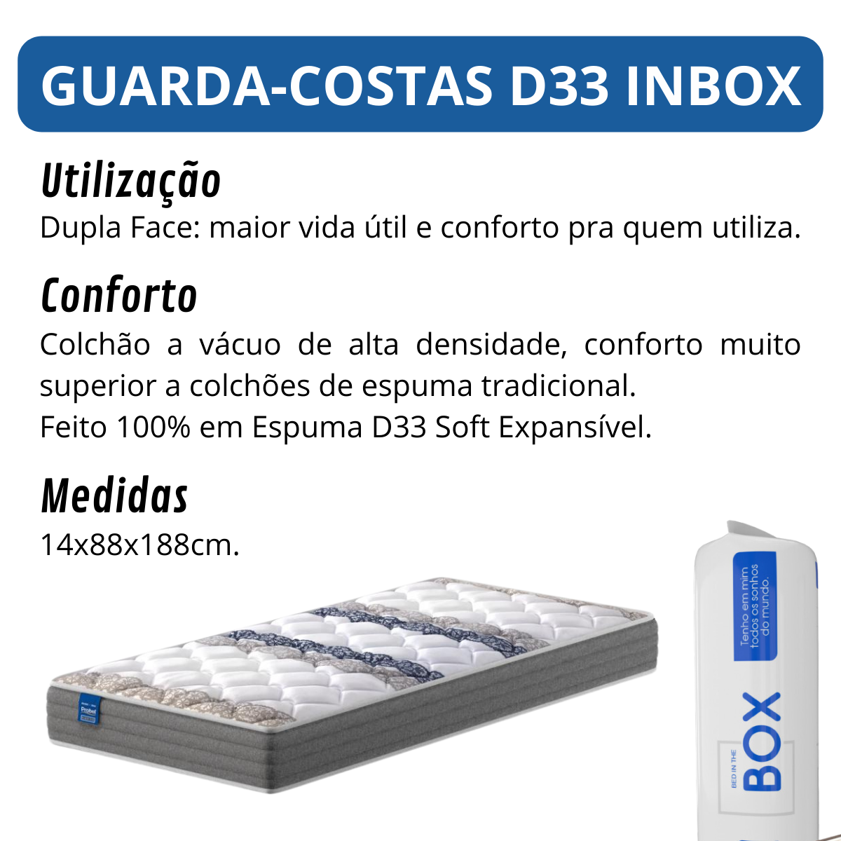 Colchão Solteiro D33 a Vácuo 14cm Altura Triplo Conforto - 3