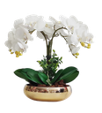 Ver imagem 1 de Arranjo e Vaso Espelhado 4 Flor Orquídeas Artificial Complet