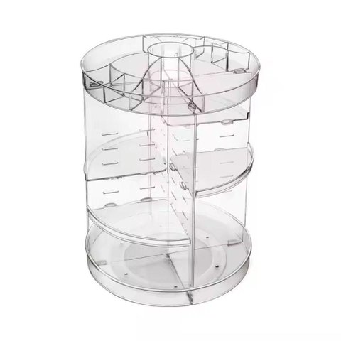 Prateleira Porta Maquiagem 4 Andares Organizador de Cosmeticos Giratorio Perfumes Suporte Acrilico C