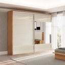 Ver imagem 2 de Guarda Roupa Casal com Espelho 267cm 2 Portas 100% MDF TW603E Freijó/Off White - Dalla Costa