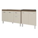 Ver imagem 1 de Armário Cozinha Gabinete Pia de 120 Cm Aline e Balcão Fran para Cooktop 4 Bocas Savana Off White