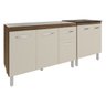 Armário Cozinha Gabinete Pia de 120 Cm Aline e Balcão Fran para Cooktop 4 Bocas Savana Off White - 4