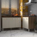 Ver imagem 3 de Armário Cozinha Gabinete Pia de 120 Cm Aline e Balcão Fran para Cooktop 4 Bocas Savana Off White