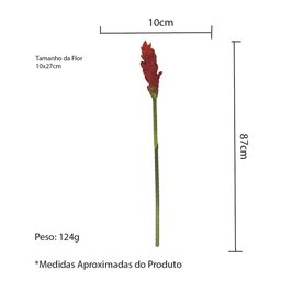 HASTE FLOR BROMÉLIA VERMELHA 87CM - 3