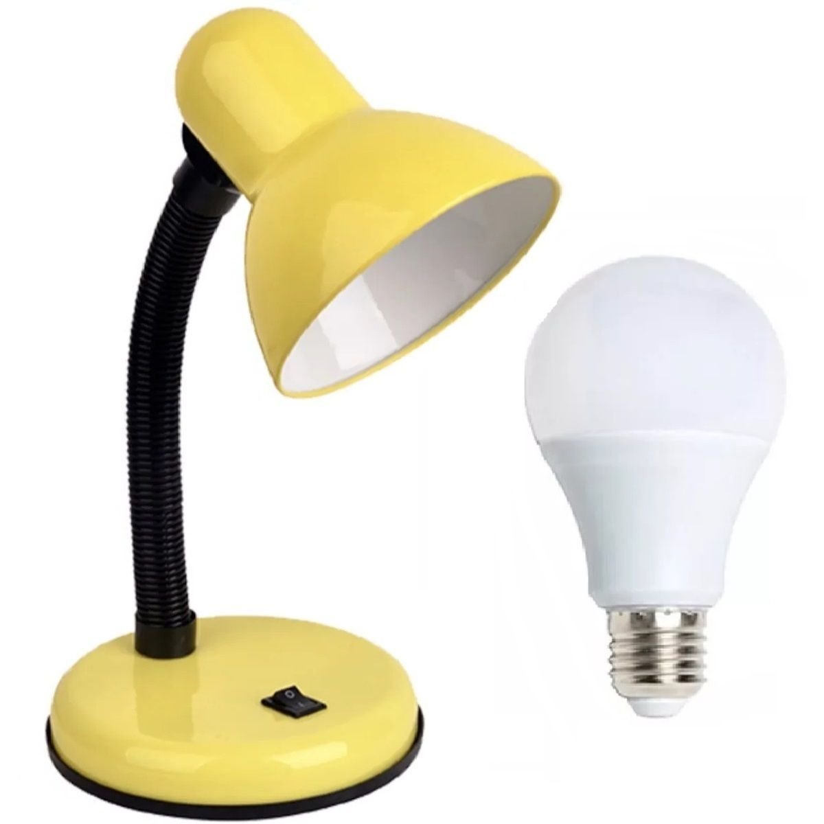 Ver imagem 1 de Luminária Mesa Abajur 35cm Articulada Flexível + Lâmpada Led Pt-06 Cor: Amarelo