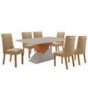 Ver imagem 1 de Mesa de Jantar Aster 180 cm Tampo MDF Vidro Canto Copo com 6 Cadeiras Yasmin